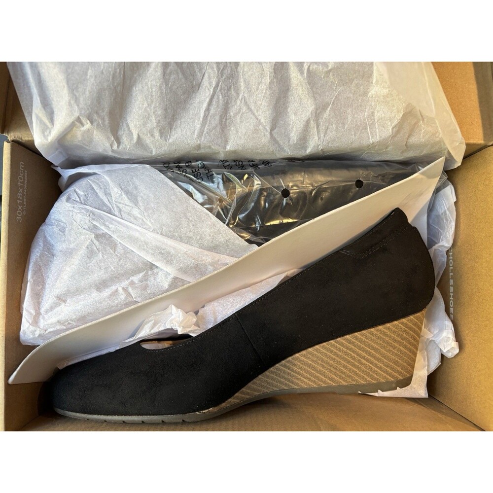 New In Box Dr. Scholls BE FLEX Black Wedge Wide Shoes Size 9.5 W Retail $90 #256